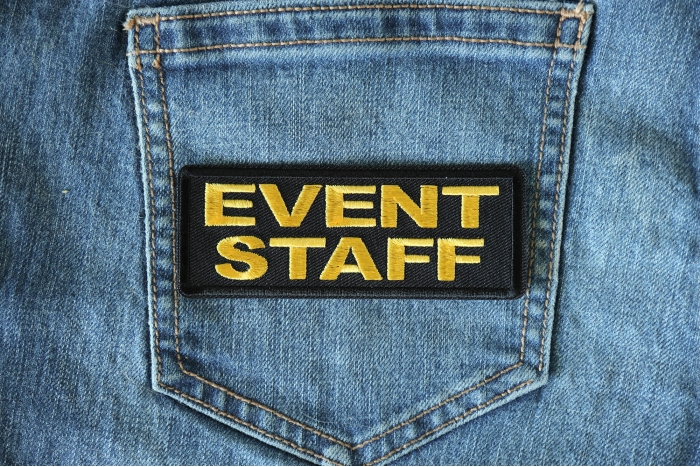 Event Staff Patch Yellow shown on jeans
