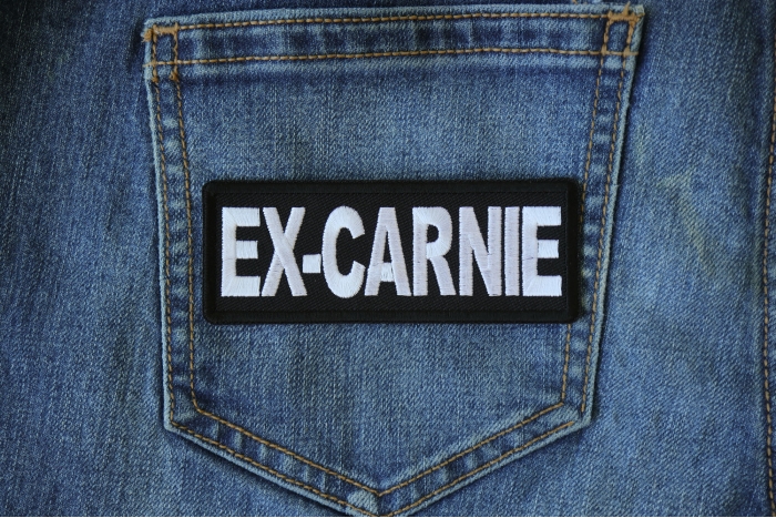 Ex Carnie Patch shown on jeans