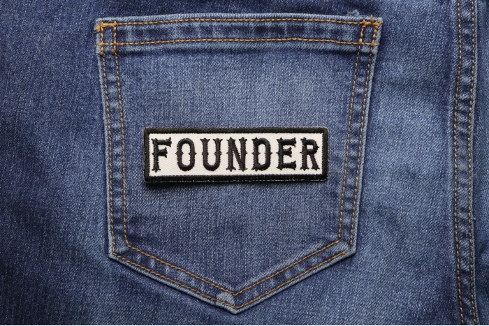 Founder Patch Black On White shown on jeans