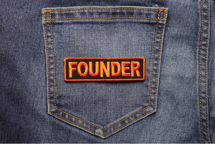 Founder Patch 3.5 Inch Orange shown on jeans