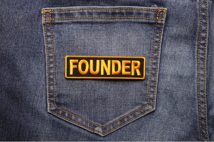 Founder Patch 3.5 Inch Yellow shown on jeans