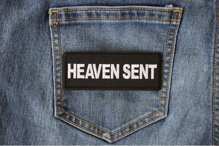 Heaven Sent Patch shown on jeans