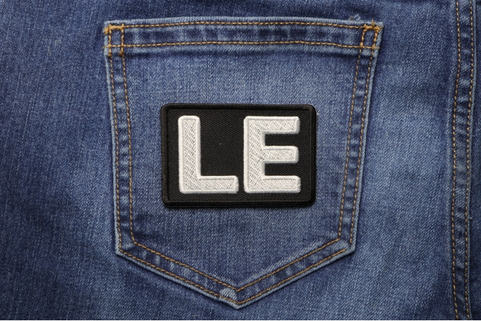 LE Law Enforcement Patch shown on jeans