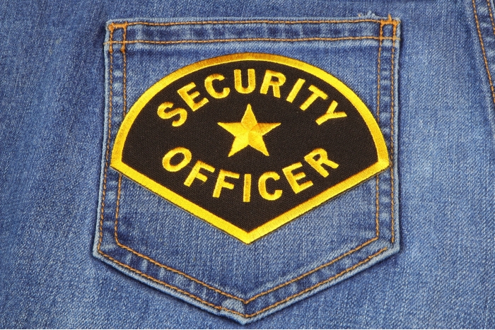 Medium Size Security Officer Shoulder Patch shown on jeans