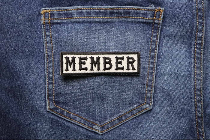 Member Patch Black On White shown on jeans