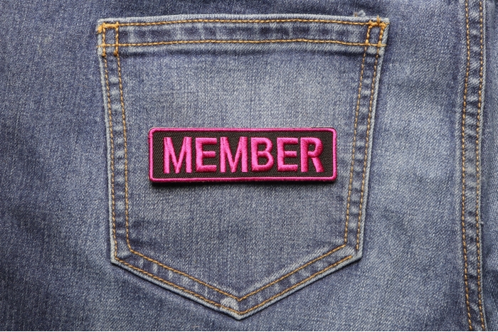 Member Patch 3.5 Inch Pink shown on jeans