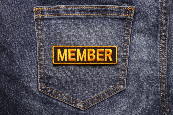 Member Patch 3.5 Inch Yellow shown on jeans