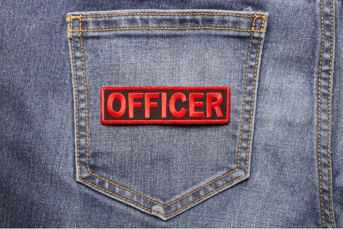 Officer Patch Red shown on jeans
