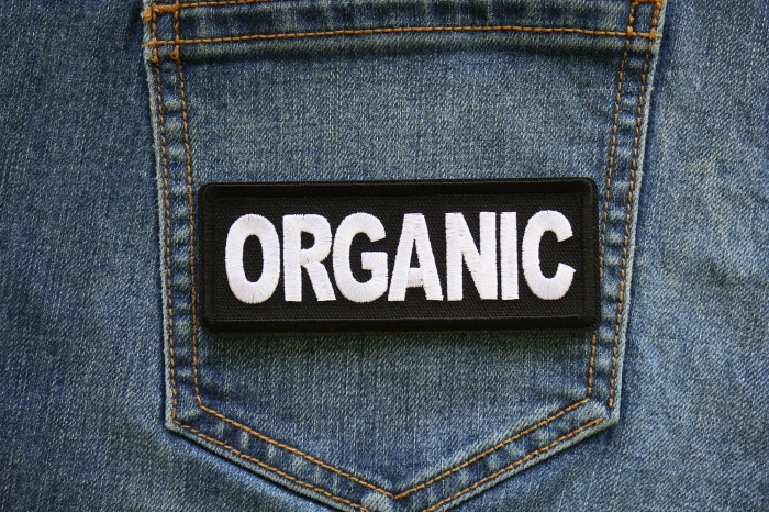 Organic Patch shown on jeans