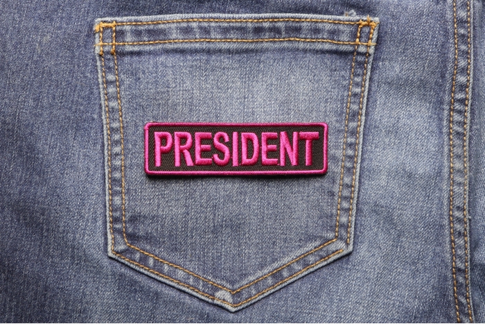 President Patch 3.5 Inch Pink shown on jeans