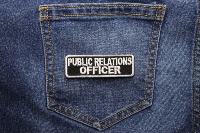 Public Relations Officer Patch shown on jeans