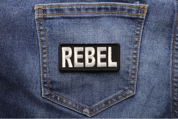 Rebel Patch shown on jeans