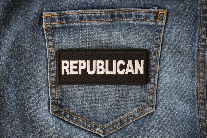 Republican Patch shown on jeans