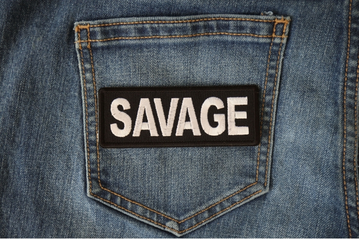 Savage Patch shown on jeans