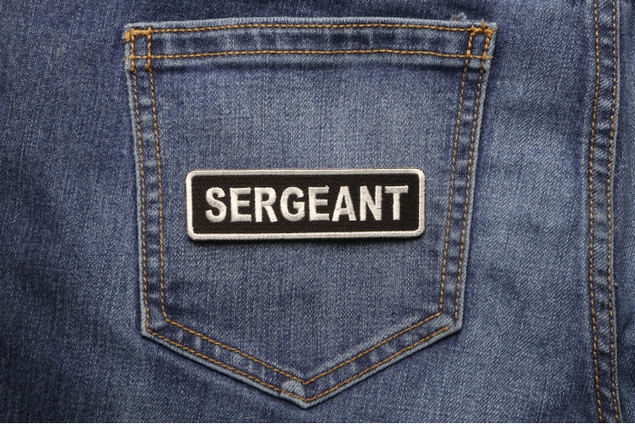 Sergeant Patch shown on jeans
