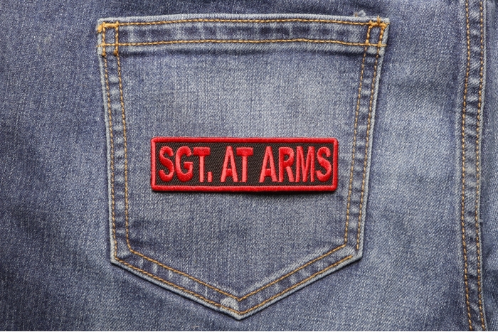 Sgt At Arms Patch shown on jeans