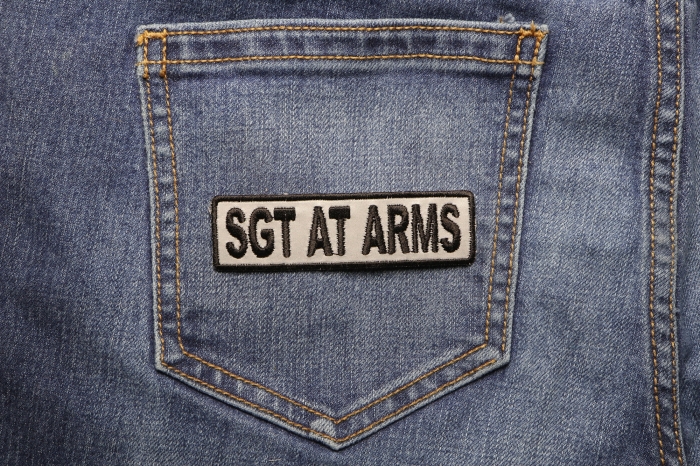 Sgt at Arms Patch shown on jeans