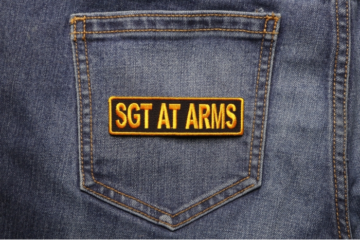 Sgt At Arms Patch shown on jeans