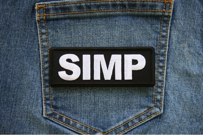 Simp Iron on Patch shown on jeans