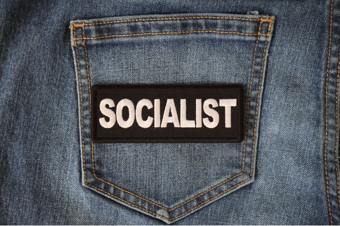 Socialist Patch shown on jeans
