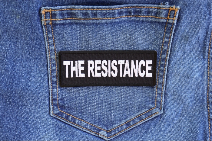 The Resistance Patch shown on jeans