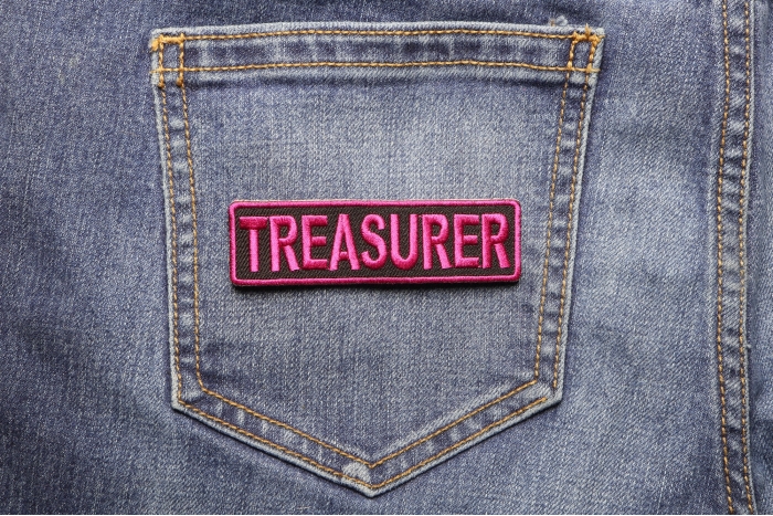 Treasurer Patch shown on jeans