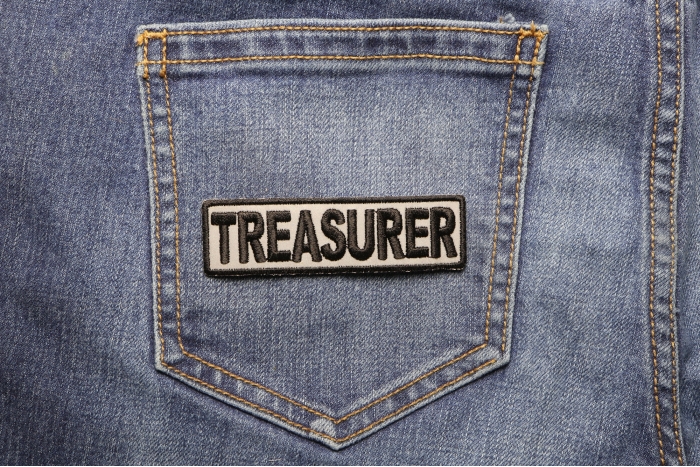 Treasurer Patch 3.5 Inch Reflective shown on jeans