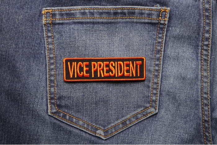Vice President Patch 3.5 Inch Orange shown on jeans