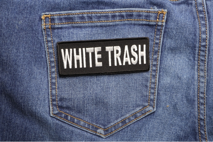 White Trash Patch shown on jeans