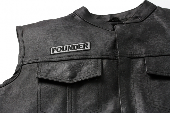 Founder Patch, Motorcycle Club Patches for Bikers shown on leather vest