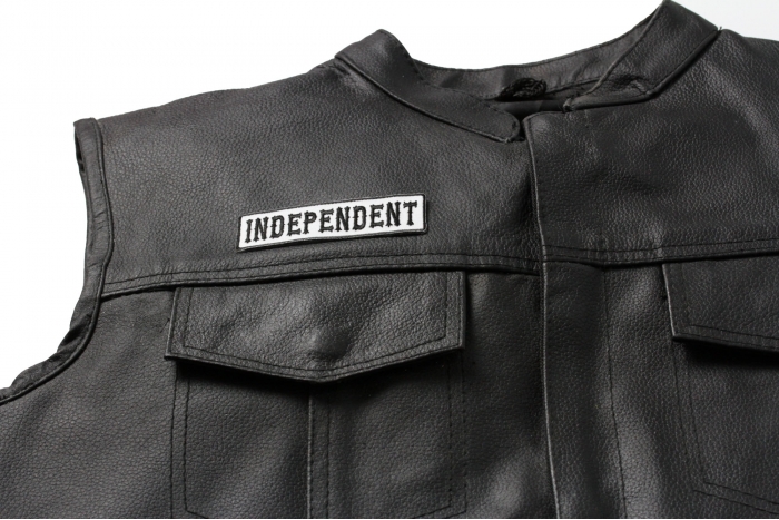 Independent Patch, Motorcycle Club Patches for Bikers shown on leather vest