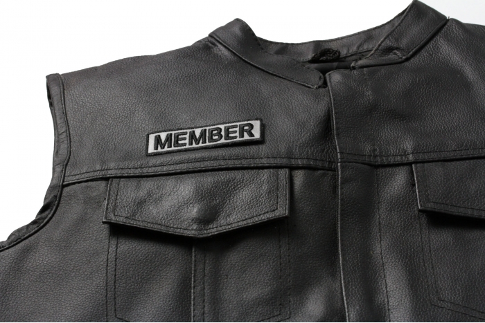 Member Patch, Motorcycle Club Patches for Bikers shown on leather vest