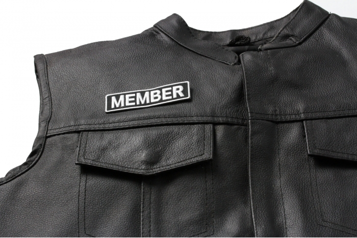 Member Patch, Motorcycle Club Patches for Bikers shown on leather vest