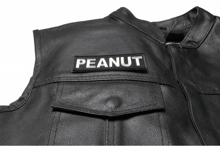 Peanut Patch, Funny Saying Patches shown on leather vest