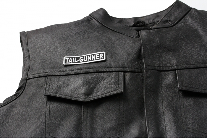 Tail Gunner Patch, Motorcycle Club Patches for Bikers shown on leather vest