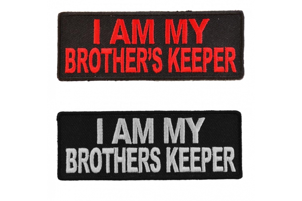 I Am My Brothers Keeper White on Black Sew or Iron on Patch Biker Patch