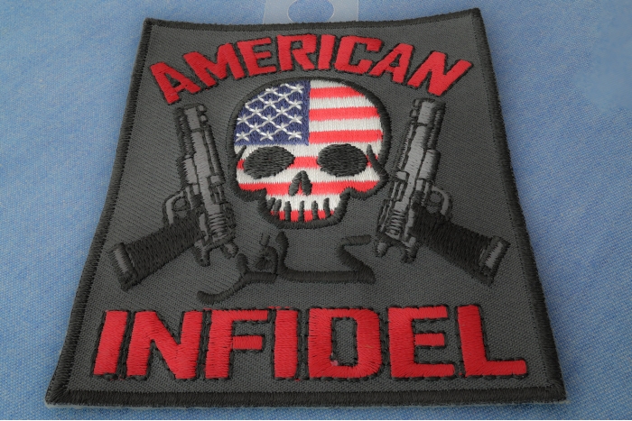American Infidel Skulls and Guns  Patch diagonal view
