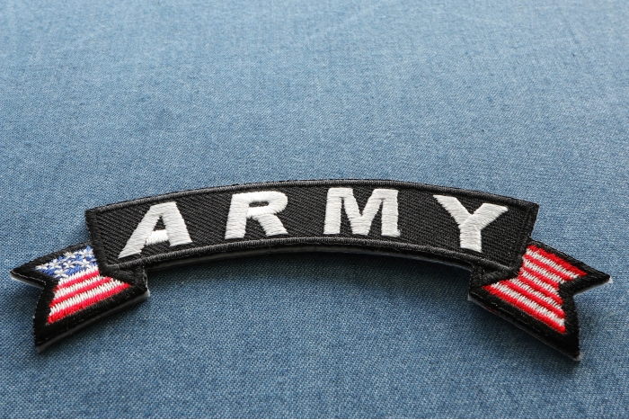 Army Small US Flag Rocker Patch diagonal view