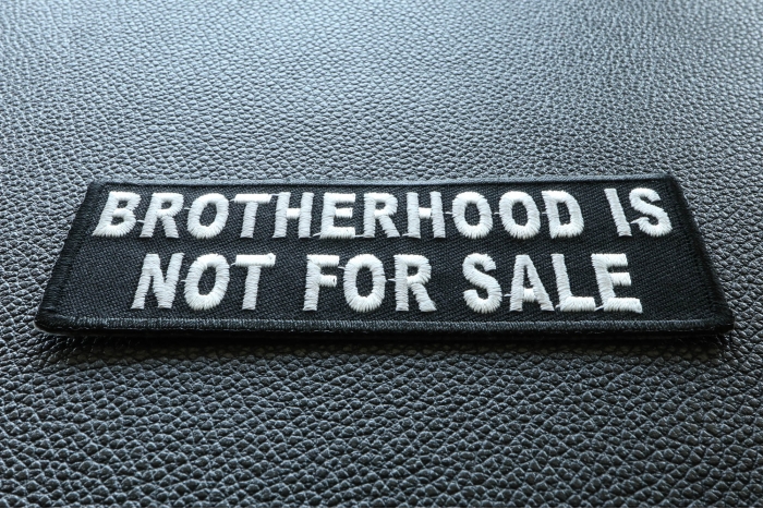 Brotherhood Is Not For Sale Patch diagonal view