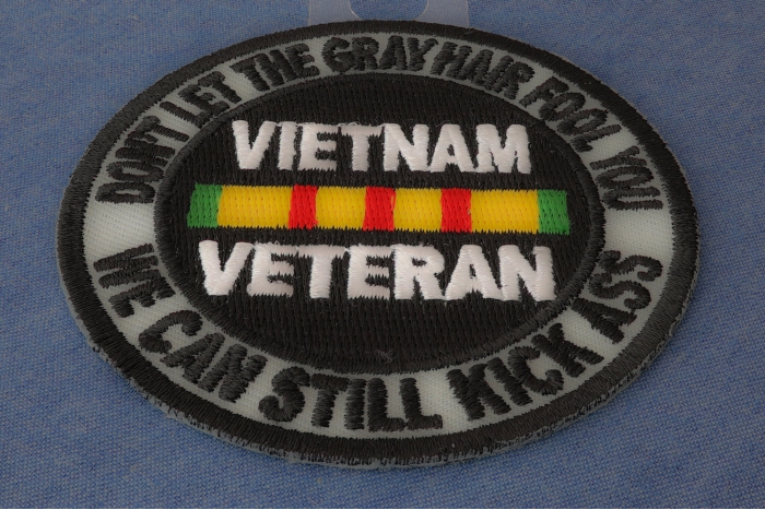 Don't Let The Gray Hair Fool You Vietnam Veteran Patch diagonal view