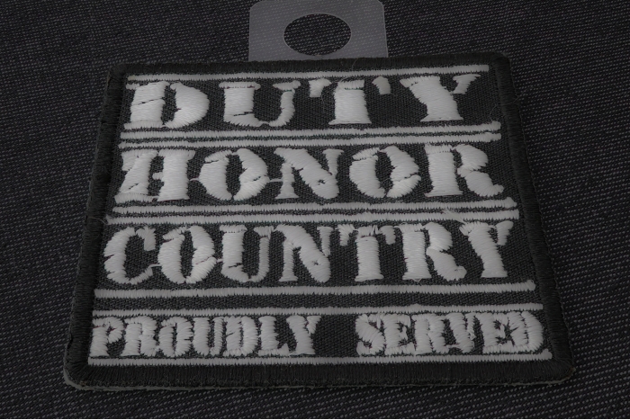 Duty Honor Country Proudly Served Patch diagonal view
