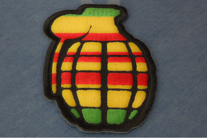 Grenade Iron on Patch Vietnam Colors diagonal view