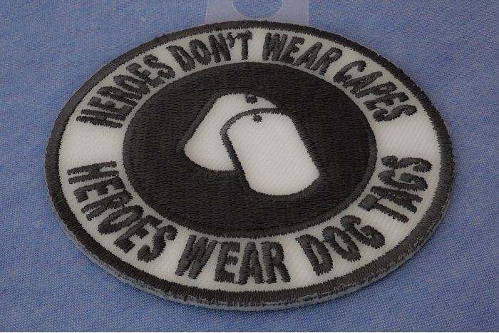 Heroes Don't Wear Capes Round Patch diagonal view