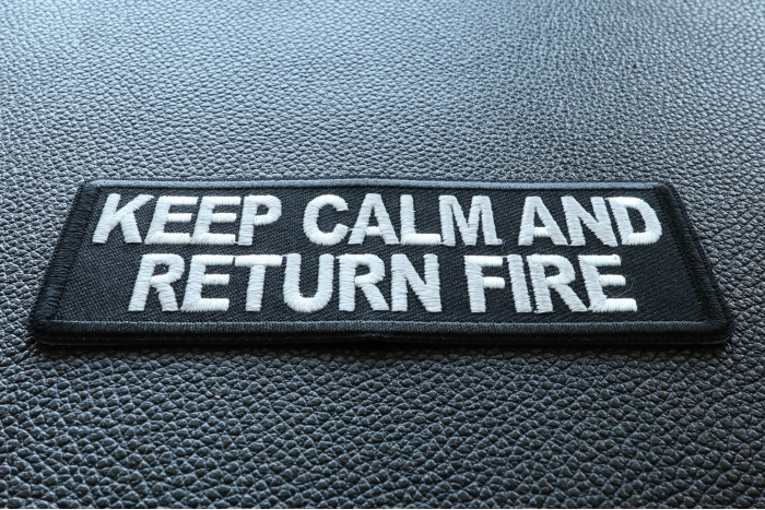 Keep Calm and Return Fire Patch diagonal view