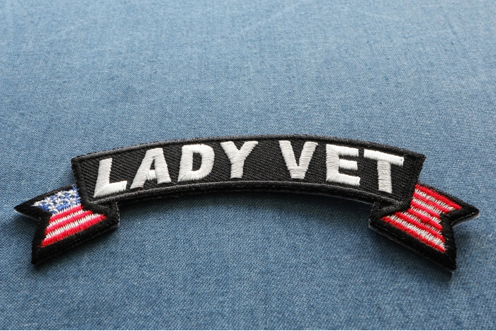 Lady Vet Small Flag Rocker Patch diagonal view