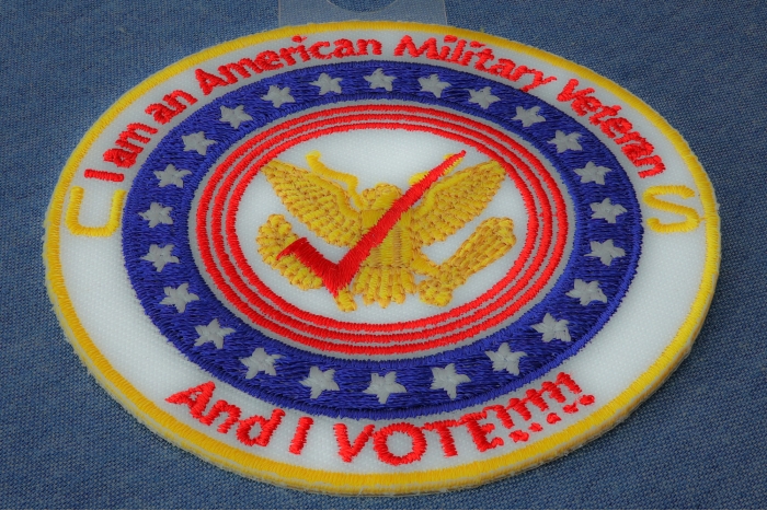 I'm a Vet and I Vote Patch for Hats diagonal view