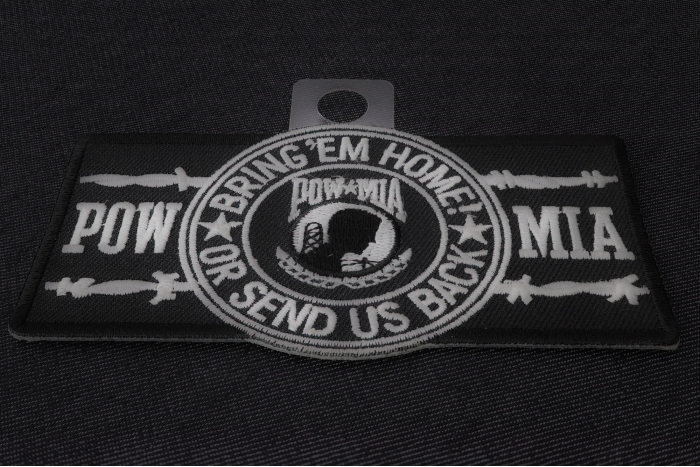 POW MIA Barbwire Patch diagonal view