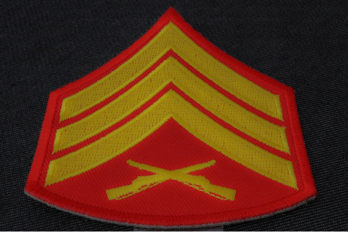 Sergeant Patch Red and Yellow diagonal view