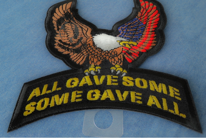 US POW MIA Upwing Eagle Rocker Small Patch diagonal view