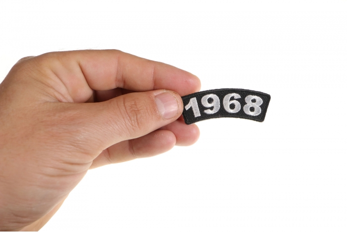 1968 Year Patch shown on hand for size comparison